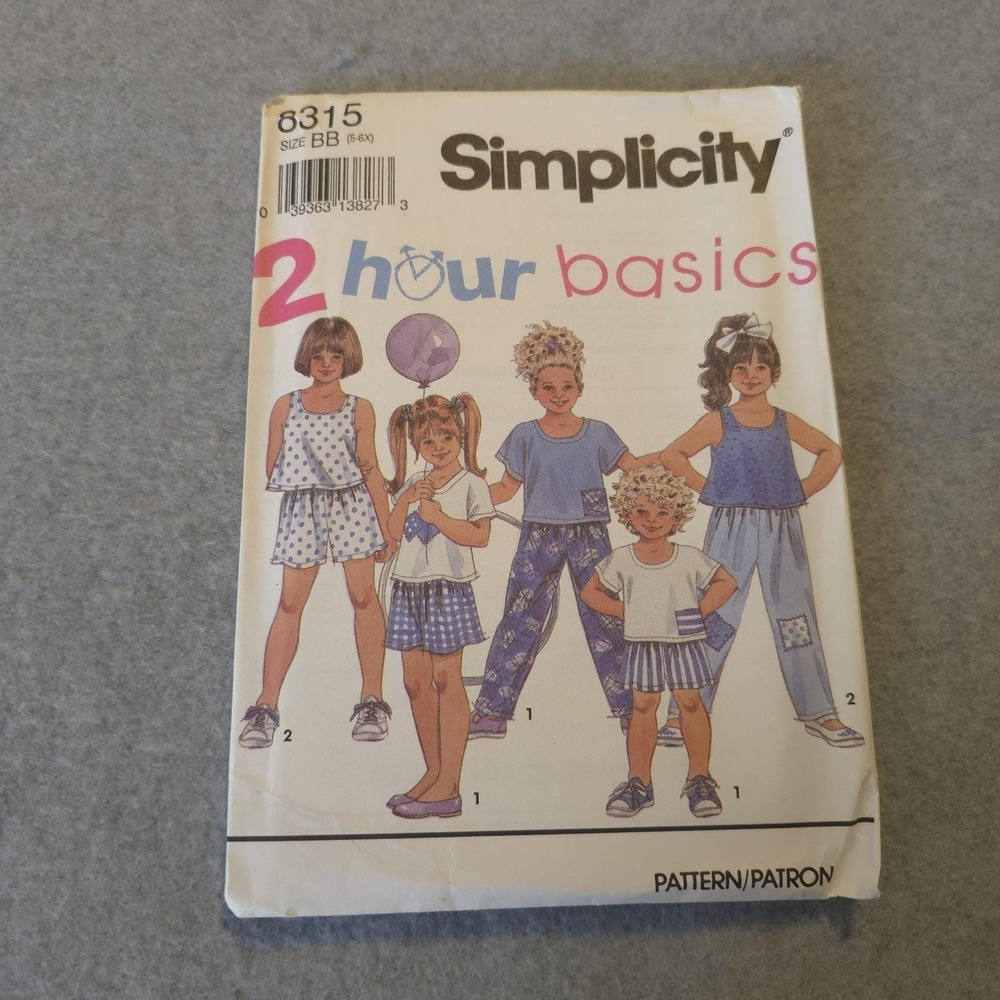 Vintage Simplicity 8315 Girls 2 Hour Basics Pattern Size 6-6X Uncut 90s